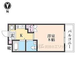 サンフェスタ東福寺B棟 1Kの間取図画像