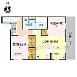 スペチアーレくいな橋 2LDKの間取図画像