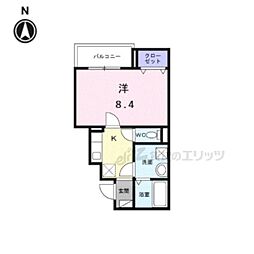 京都市北区紫竹栗栖町アパート 1Kの間取図画像