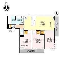 ルコアン堀川今宮 3LDKの間取図画像
