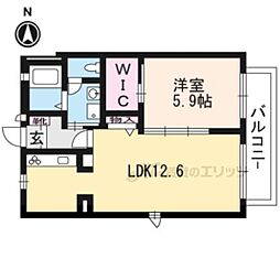 シャーメゾン矢倉 1LDKの間取図画像