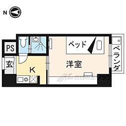 コスモリード京都今出川 ワンルームの間取図画像