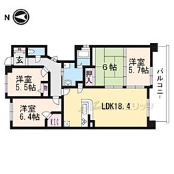 パデシオン山科夢ケ丘 4LDKの間取図画像