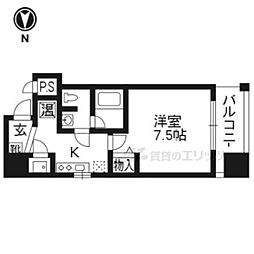 フェミネンス御所西 1Kの間取図画像