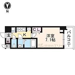 アドバンス京都ソナーレ 1Kの間取図画像