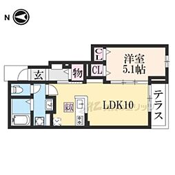 シャルマン東寺南4 1LDKの間取図画像