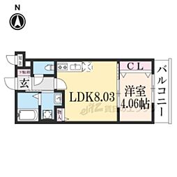 エリディア京都智恵光院 1LDKの間取図画像