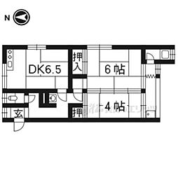 北原ハイツ 2DKの間取図画像