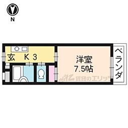 エスティ21 1Kの間取図画像