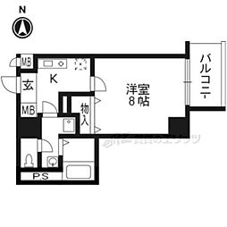 ベラジオ烏丸御池 1Kの間取図画像