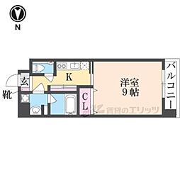 カンパネラ今出川 1Kの間取図画像