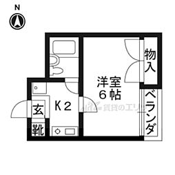 RX吉祥院 1Kの間取図画像