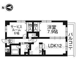ベリエ茶五 2階2LDKの間取り
