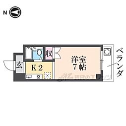 フラットフジタ 3階1Kの間取り