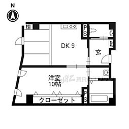 雪月花 5階1DKの間取り