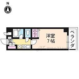 JR山陰本線 円町駅 徒歩7分の賃貸マンション 2階1Kの間取り