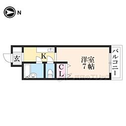 ジョイナス三宅 2階1Kの間取り