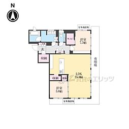 京阪本線 三条駅 徒歩5分の賃貸マンション 1階2LDKの間取り