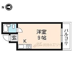 京都地下鉄東西線 東山駅 徒歩1分の賃貸マンション 4階ワンルームの間取り