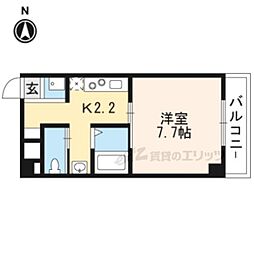 京阪本線 清水五条駅 徒歩5分の賃貸マンション 3階1Kの間取り