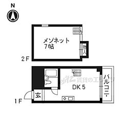阪急京都本線 西院駅 徒歩8分の賃貸マンション 3階1Kの間取り