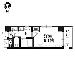 京阪本線 清水五条駅 徒歩5分の賃貸マンション 5階1Kの間取り