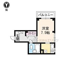 京阪本線 出町柳駅 徒歩13分の賃貸マンション 4階1Kの間取り