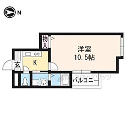 叡山電鉄叡山本線 元田中駅 徒歩17分の賃貸マンション 4階1Kの間取り