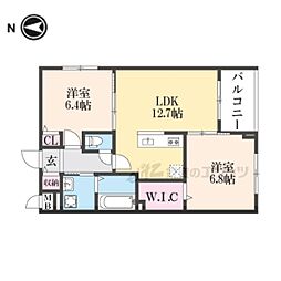 京都地下鉄東西線 二条城前駅 徒歩16分の賃貸マンション 3階2LDKの間取り