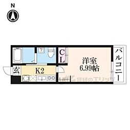 京阪本線 清水五条駅 徒歩3分の賃貸マンション 1階1Kの間取り