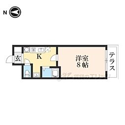 京阪本線 出町柳駅 徒歩7分の賃貸マンション 1階1Kの間取り
