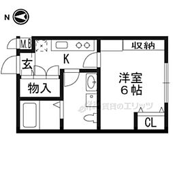 ライオンズマンション京都西洞院 4階1Kの間取り
