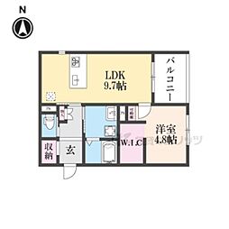 仮）中京区姉小路通堀川東入鍛冶町計画 2階1LDKの間取り