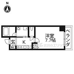 京都地下鉄東西線 西大路御池駅 徒歩5分の賃貸マンション 1階1Kの間取り