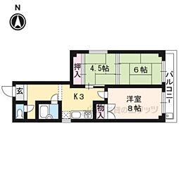 アリエスハイツ 5階3Kの間取り