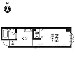 シャンテ 3階1Kの間取り