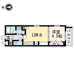 京都市営烏丸線 今出川駅 徒歩12分の賃貸マンション 4階1LDKの間取り