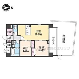 ＬｉｖｅＣａｓａ千本今出川 1階2LDKの間取り