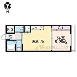 フォルトゥーナ毘沙門町 3階1LDKの間取り
