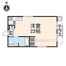 メゾン大橋 1階ワンルームの間取り