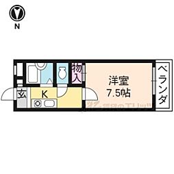 京福電気鉄道北野線 北野白梅町駅 徒歩20分の賃貸アパート 2階1Kの間取り