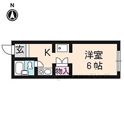 叡山電鉄叡山本線 茶山・京都芸術大学駅 徒歩9分の賃貸マンション 3階1Kの間取り