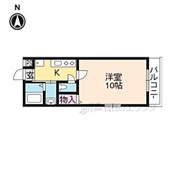 京洛マンション 1階1Kの間取り