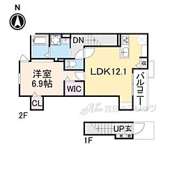 ALPHA 下鴨 2階1LDKの間取り