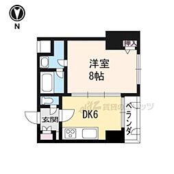 京都市営烏丸線 今出川駅 徒歩10分の賃貸マンション 8階1DKの間取り