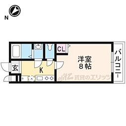 フラッティ上玄京 3階1Kの間取り