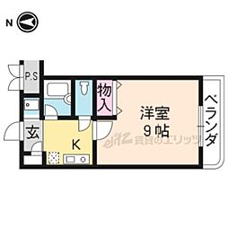 第十零八ビルレイ紫野 1Kの間取図画像