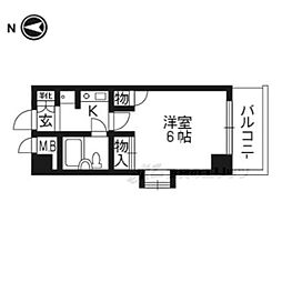 ライオンズマンション北大路 1Kの間取図画像
