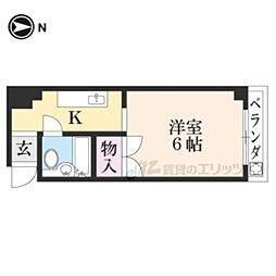 ロイヤルコーポタカノ 1Kの間取図画像