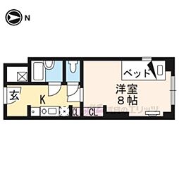 コスモリード京都今出川 1Kの間取図画像